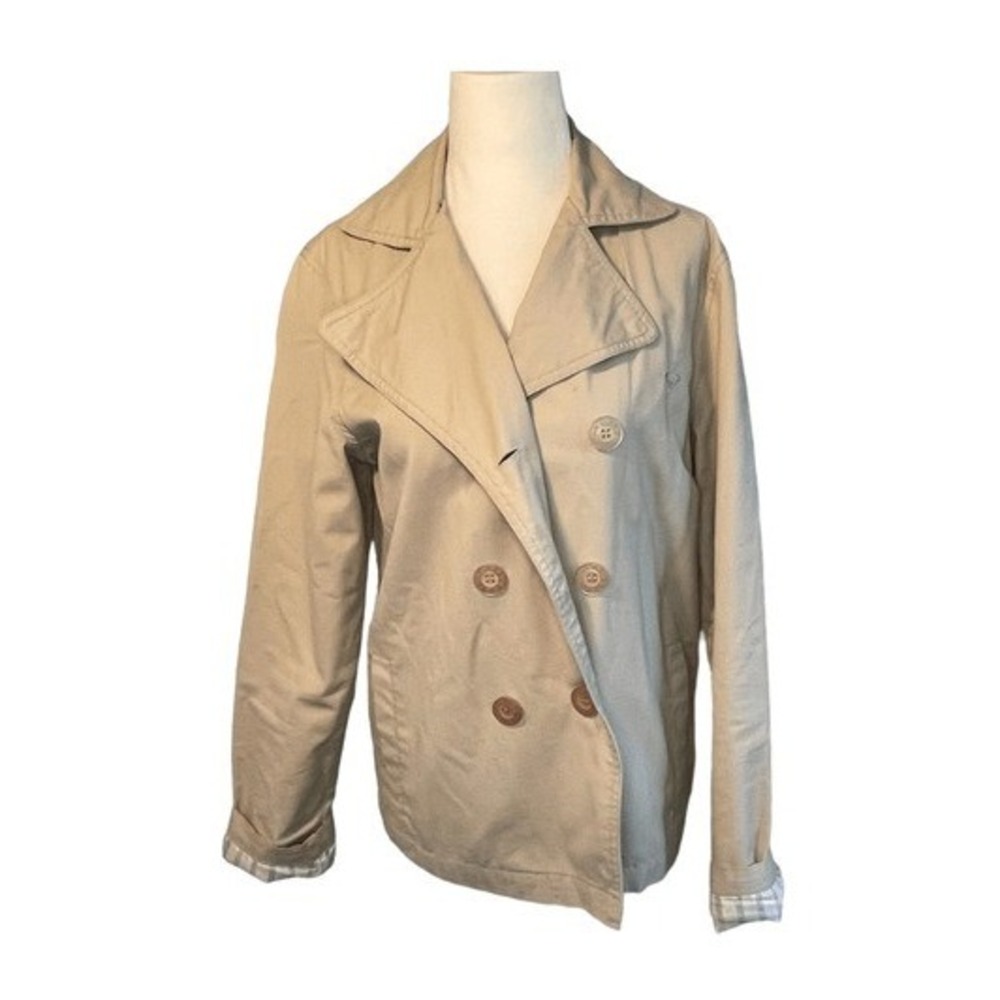 Roxy Double Breasted Utility Jacket Tan Khaki Mid-Weight Lined Button Up M